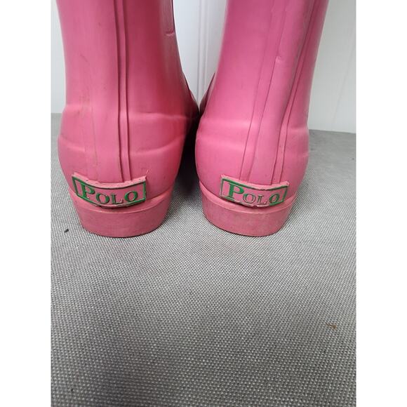 Polo Ralph Lauren Kids Rain Boots Size 13 Pink Steel Shank Preppy Gorpcore - Picture 3 of 9